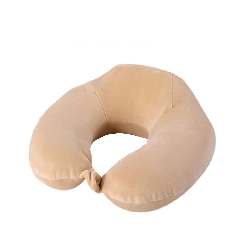 Custom U-shaped Pillow with Higher Neck Brace - Khaki
