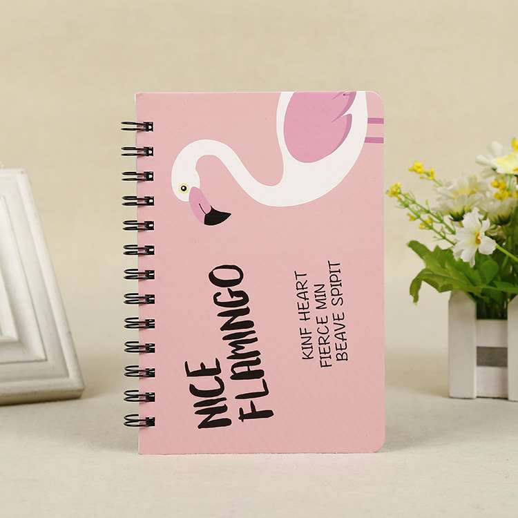 Fresh Floral Hard Cover Spiral Bound Schedule Notebook - Pink Flamingo