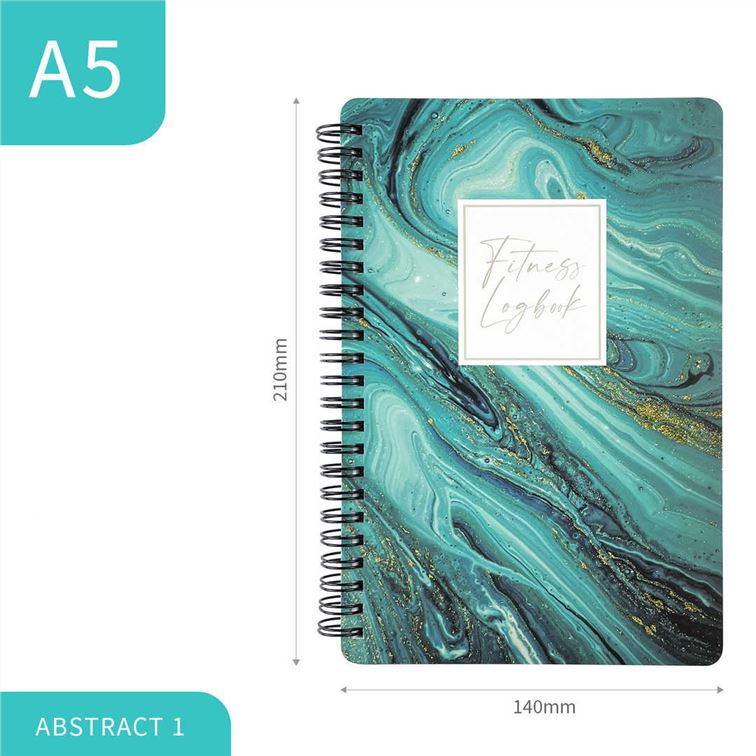 Hard Cover Fitness Journal Spiral Bound Notebook - Wave