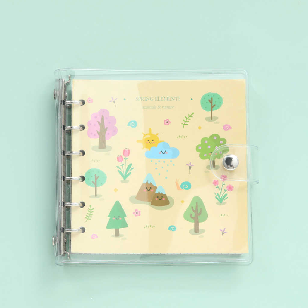 Cartoon Square Loose-Leaf Pocket Spiral Bound Notebook - Trees