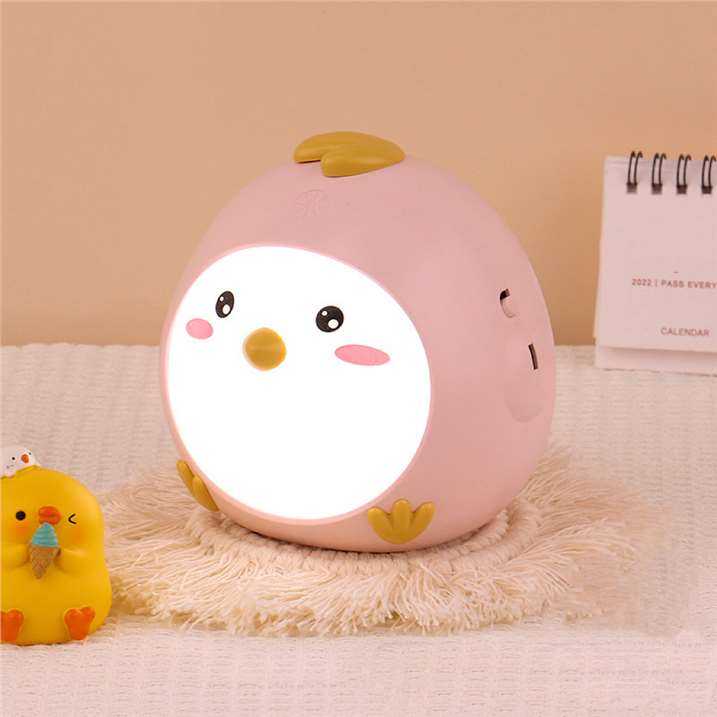 Touch-Sensitive Chicken LED Night Light - Pink Cute Face