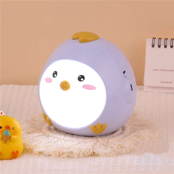 Touch-Sensitive Chicken LED Night Light - Blue Cute Face
