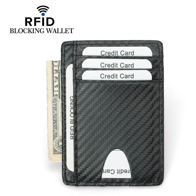 Carbon Fiber Texture RFID Multi-Card Slots Card Holder - Carbon Fiber Texture Black