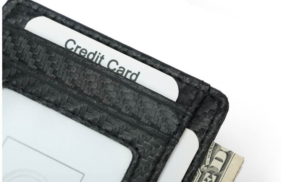 Carbon Fiber Texture RFID Multi-Card Slots Card Holder - Tight Stitching