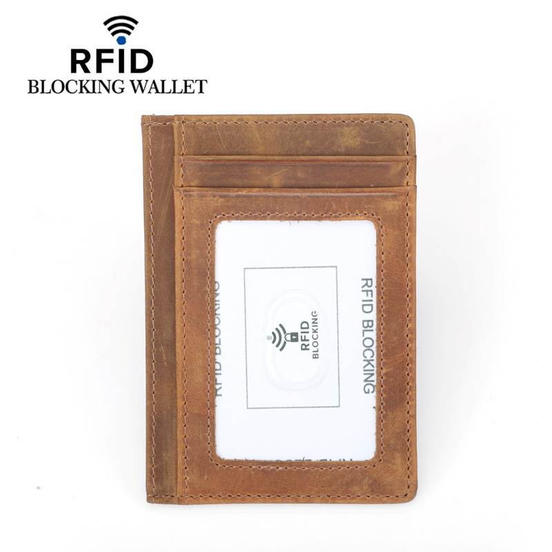 Vintage RFID Blocking Multi-Card Slots Card Case - Pull-Up Leather Caramel