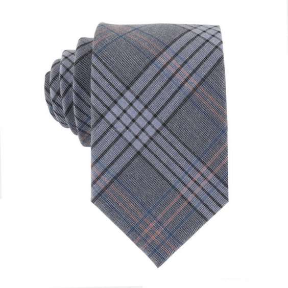 Leisure British Style Grid and Stripe Pattern Cotton Tie - Gray