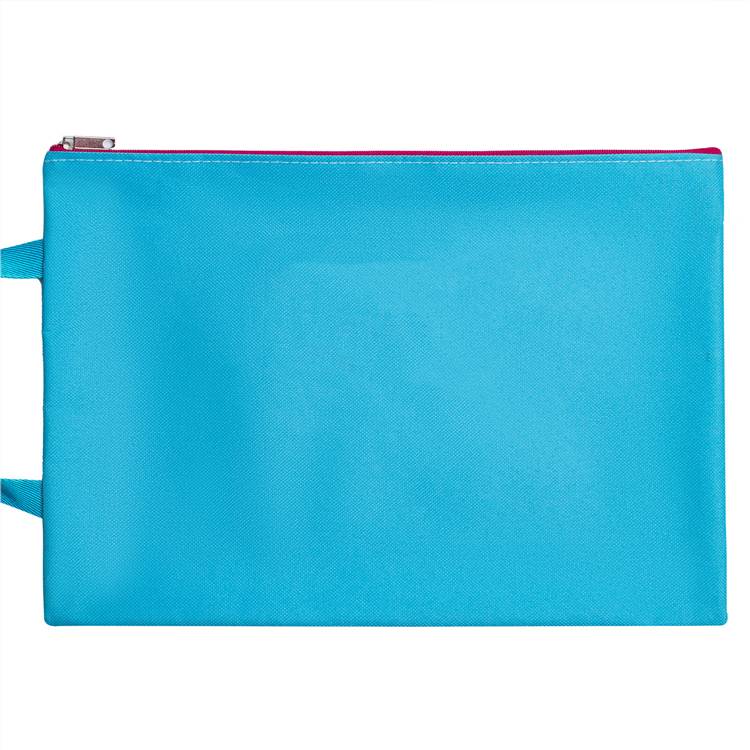 Zipper File Bag with Handle - Style 1 in Light Blue