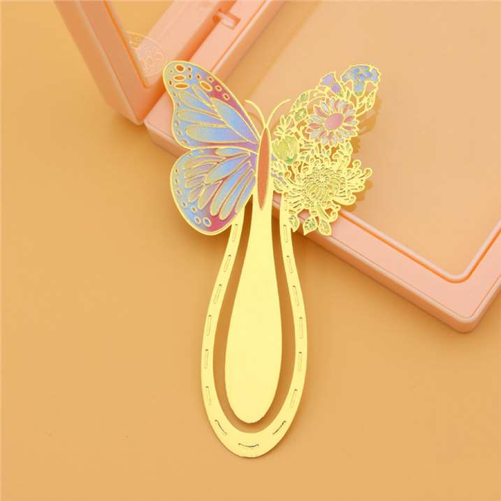 Blooming Butterfly Metal Bookmark - Yellow