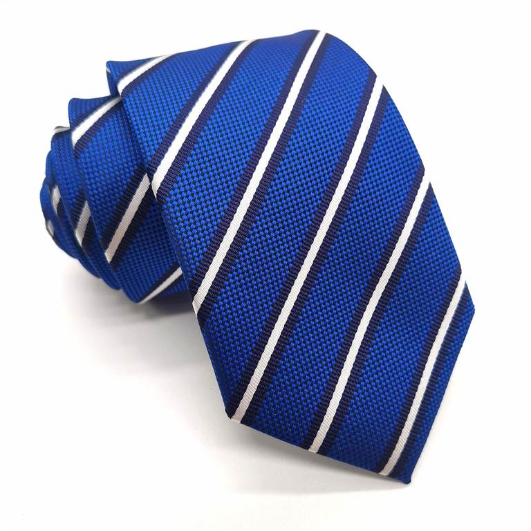 3.15 inch Striped Polyester Tie of Men - White and Black Stripes