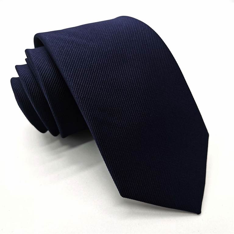 3.15 inch Solid Color Polyester Tie Ten Colors - Dark Blue Twill Woven