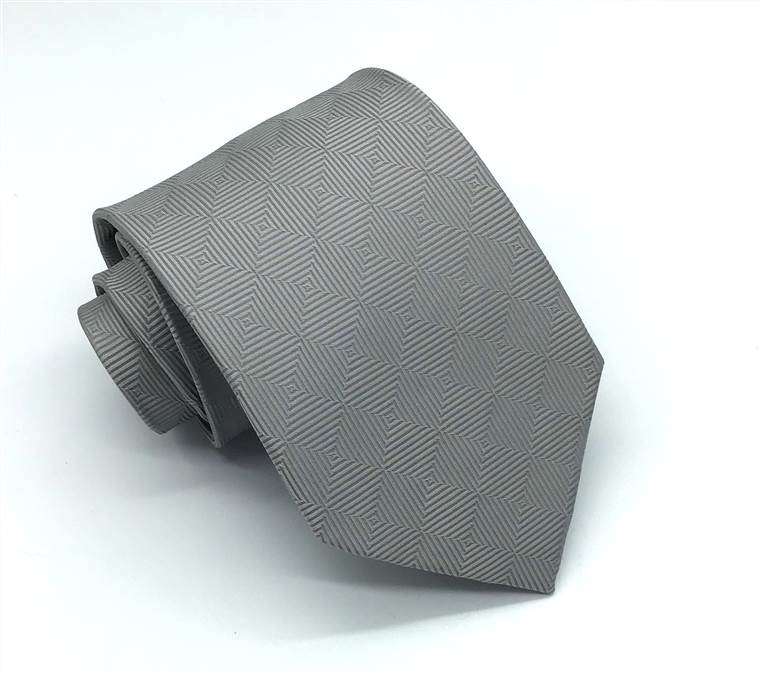 Striped Business Formal Silk Tie - Silver