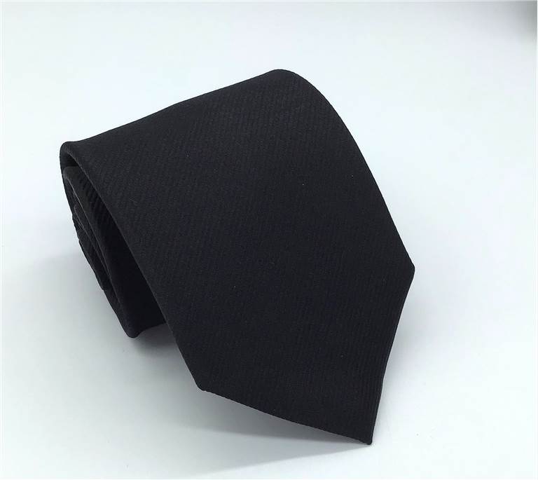 Solid Color Twill Silk Tie - Black