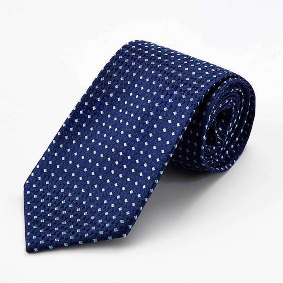 Elegant Male Business Jacquard Silk Tie - Rhombus Silver Dot Pattern