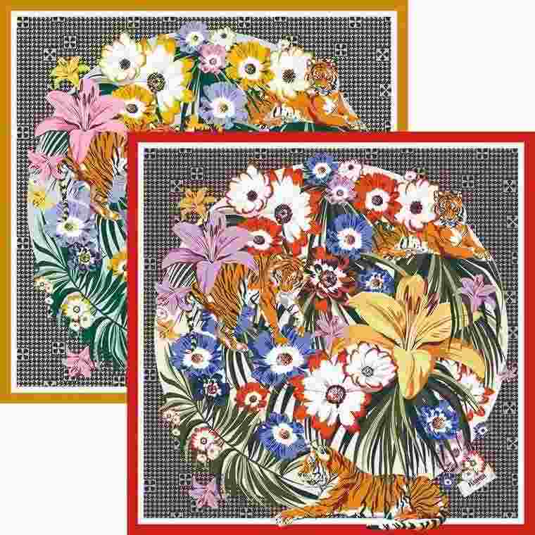 Tigers and Glorious Blooms Silk Scarf - Pattern Overview