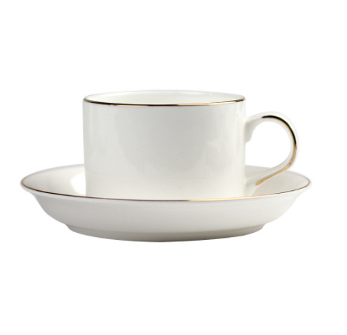 Classic Coffee Cup and Saucer with Gold Trim