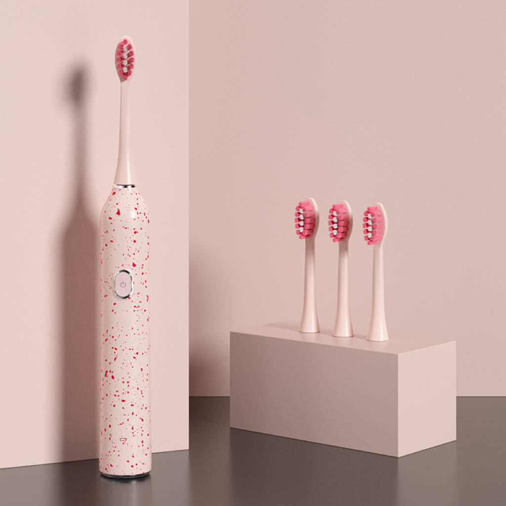 Spots Pattern Electric Toothbrush - pink