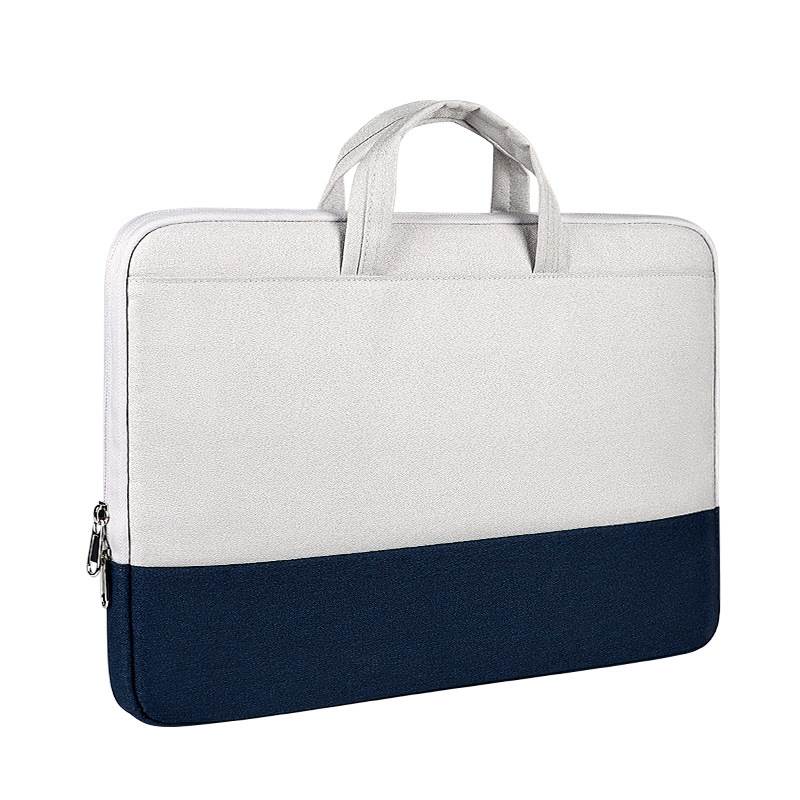 Custom Waterproof Laptop Briefcase - Navy Blue with Light Gray