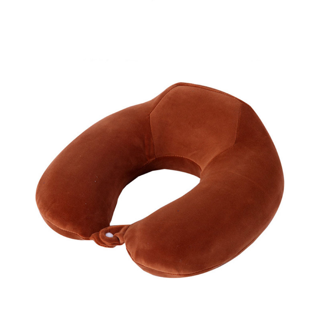 Custom U-shaped Pillow with Higher Neck Brace - Brown