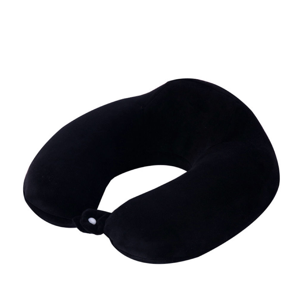Custom U-shaped Pillow with Higher Neck Brace - Black