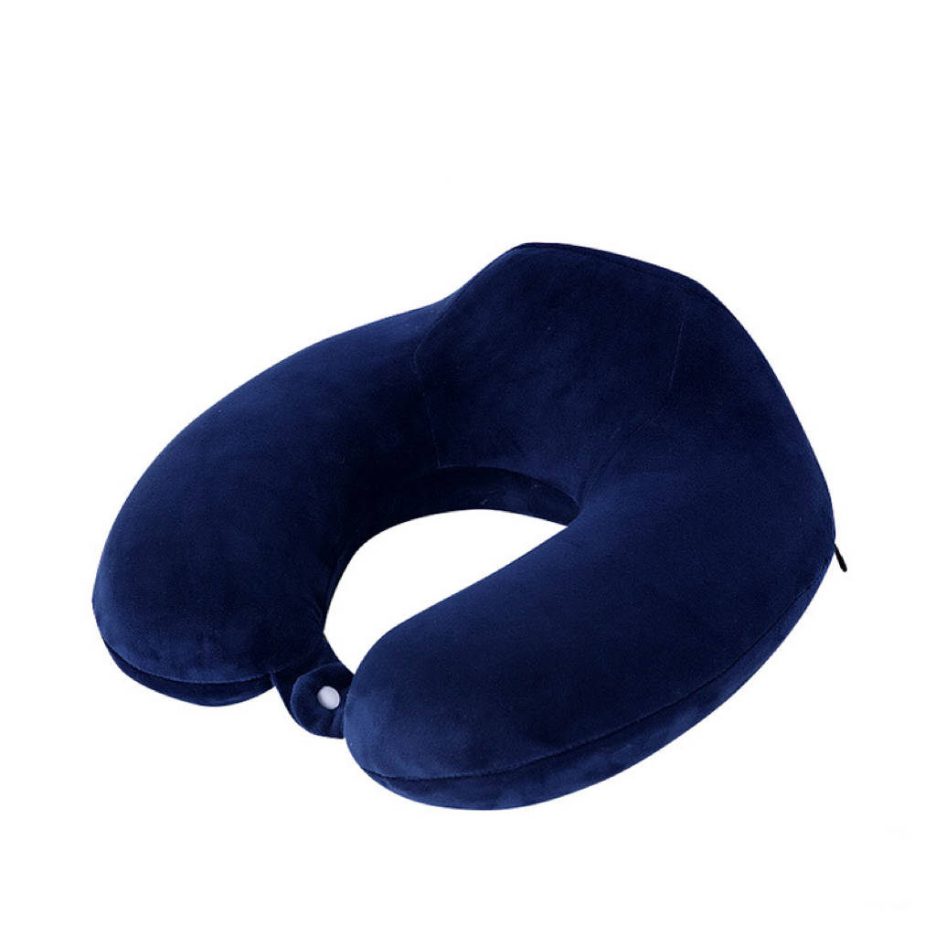 Custom U-shaped Pillow with Higher Neck Brace - Navy Blue
