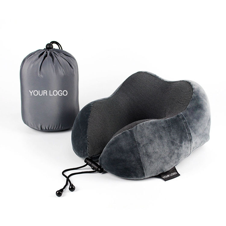 Custom U-shaped Pillow with Hump Shape Neck Brace - Dark Gray