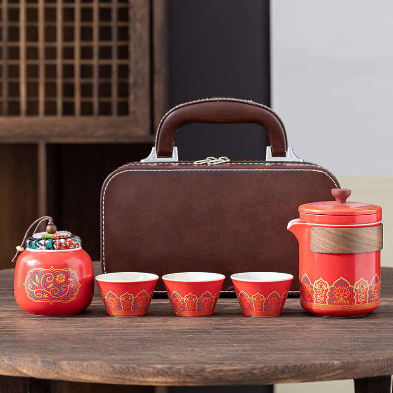 Classic Travel Tea Set-Red