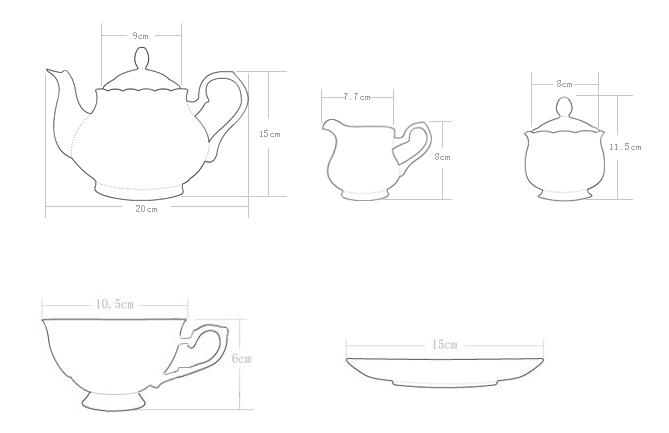 British Style Tea Set - Size
