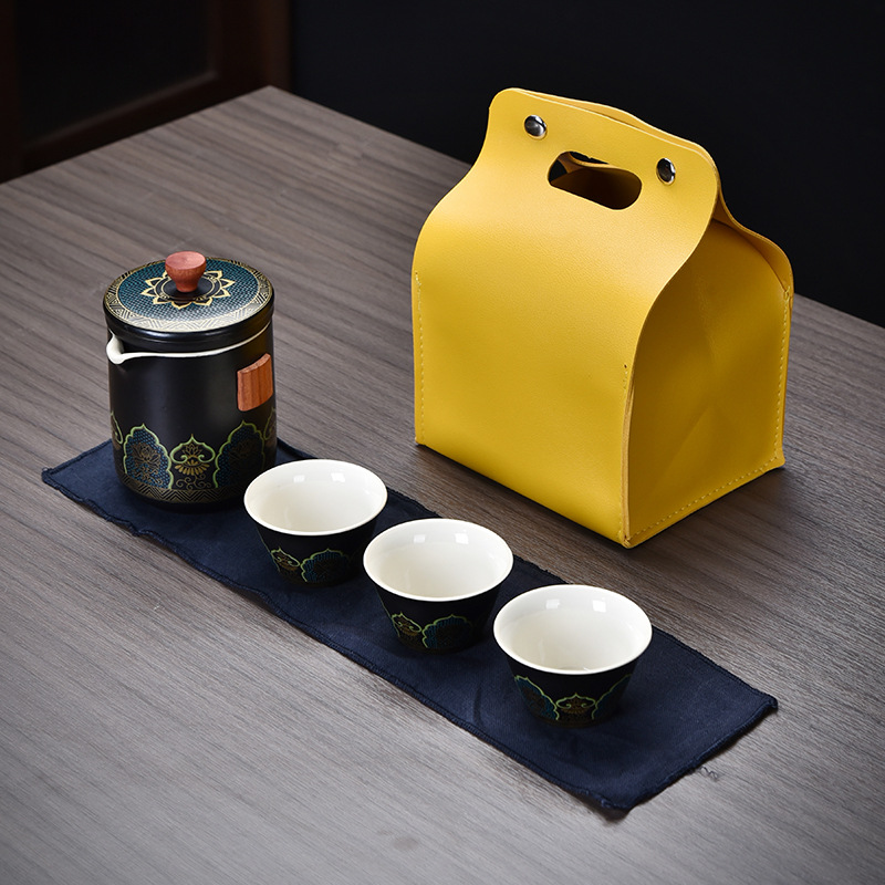 Porcelain Travel Tea Set - Kit 1 Black