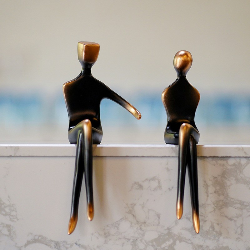 Sitting Couple Modern Art Resin Figurine