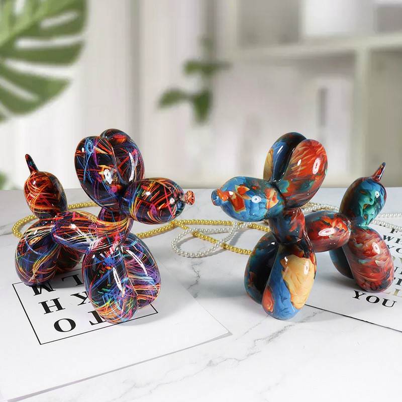 Dazzling Graffiti Balloon Dog Resin Ornament