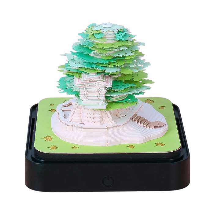 Romantic Tree House Paper Sculpture Calendar - Green