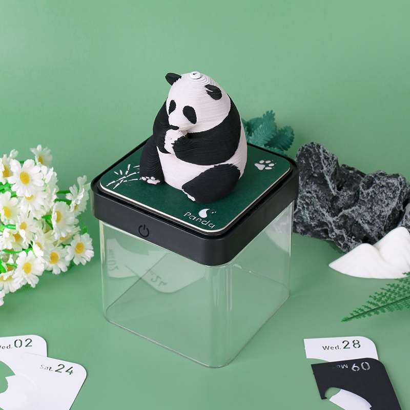 Cute Panda Paper Sculpture Calendar - Light-off Effect