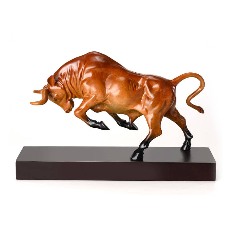 Copper Fighting Bull Statue - Red Copper Bull