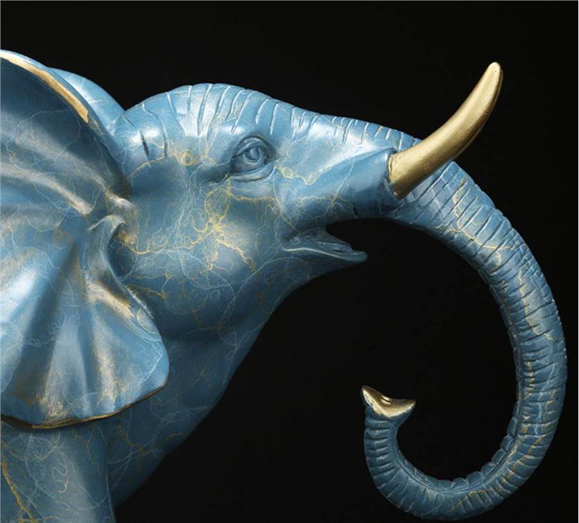 Propitious Copper Elephant Statue - Head Details