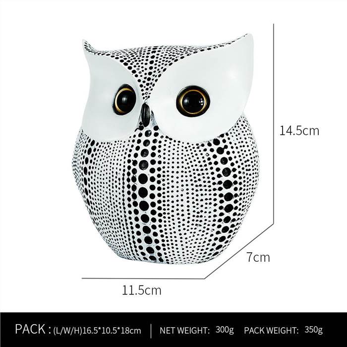 Polka Dot Resin Owl Figurine - White