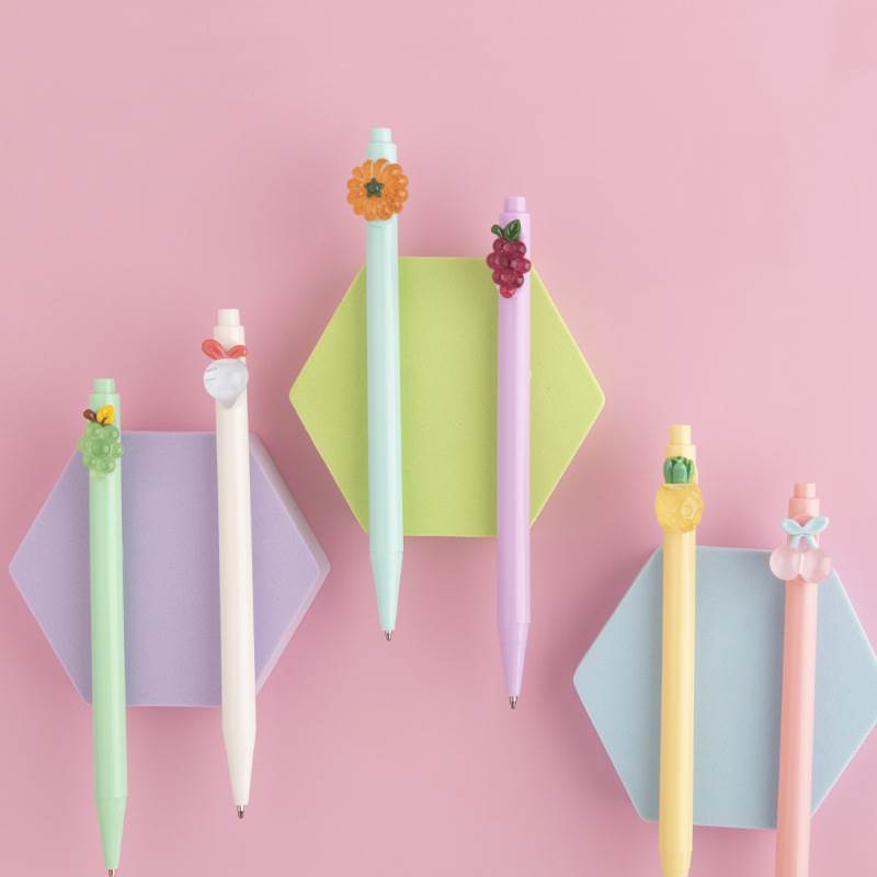 Macaron Color Cartoon Ballpoint Pen - Crystal Plastic Fruit Series
