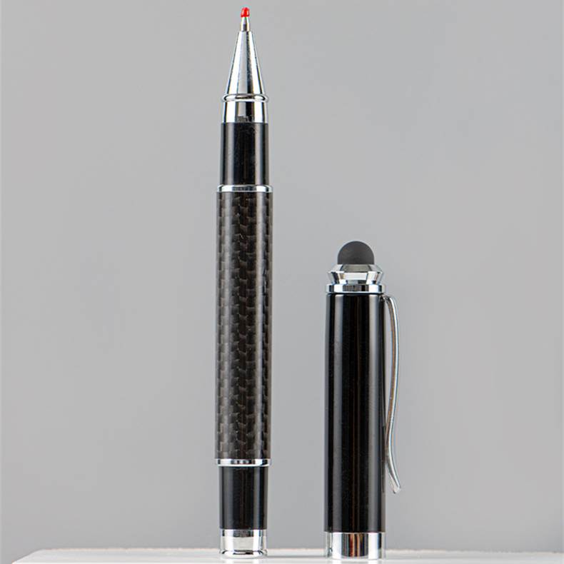 Carbon Fiber Pattern Touchscreen Gel Pen - Pen Cap