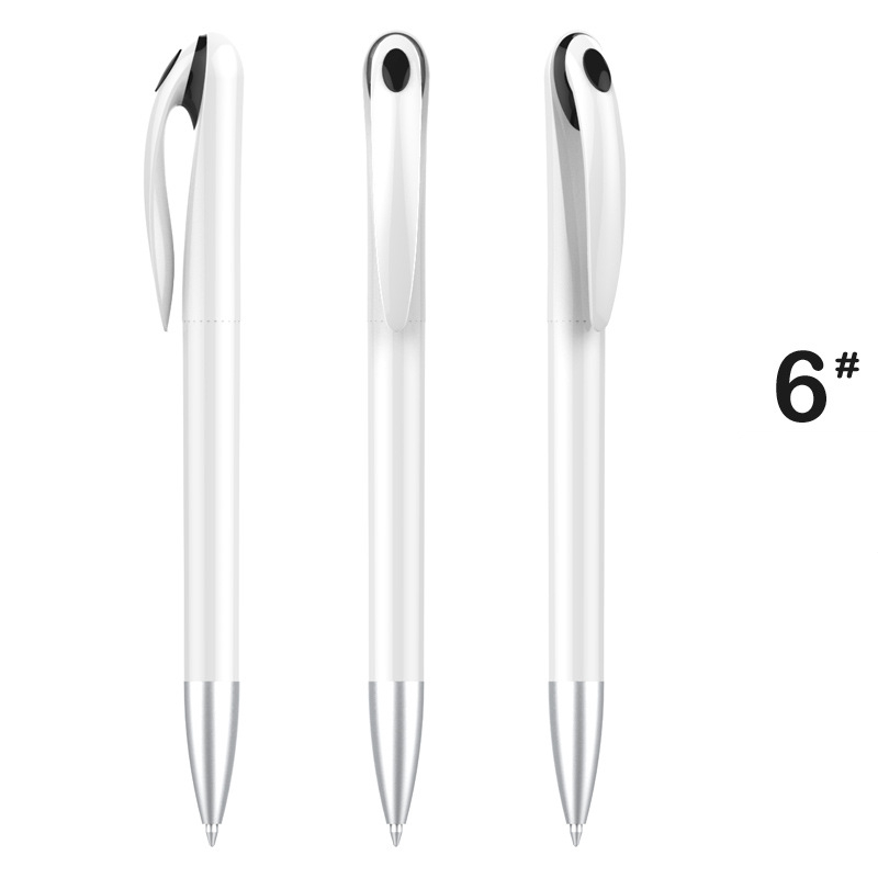 Stylish Advertising Plastic Pen - White Barrel with Black Top