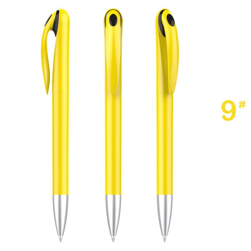 Stylish Advertising Plastic Pen - Yellow Barrel with Black Top
