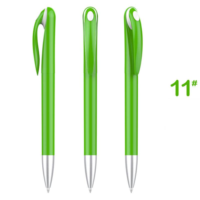 Stylish Advertising Plastic Pen - Green Barrel with White Top