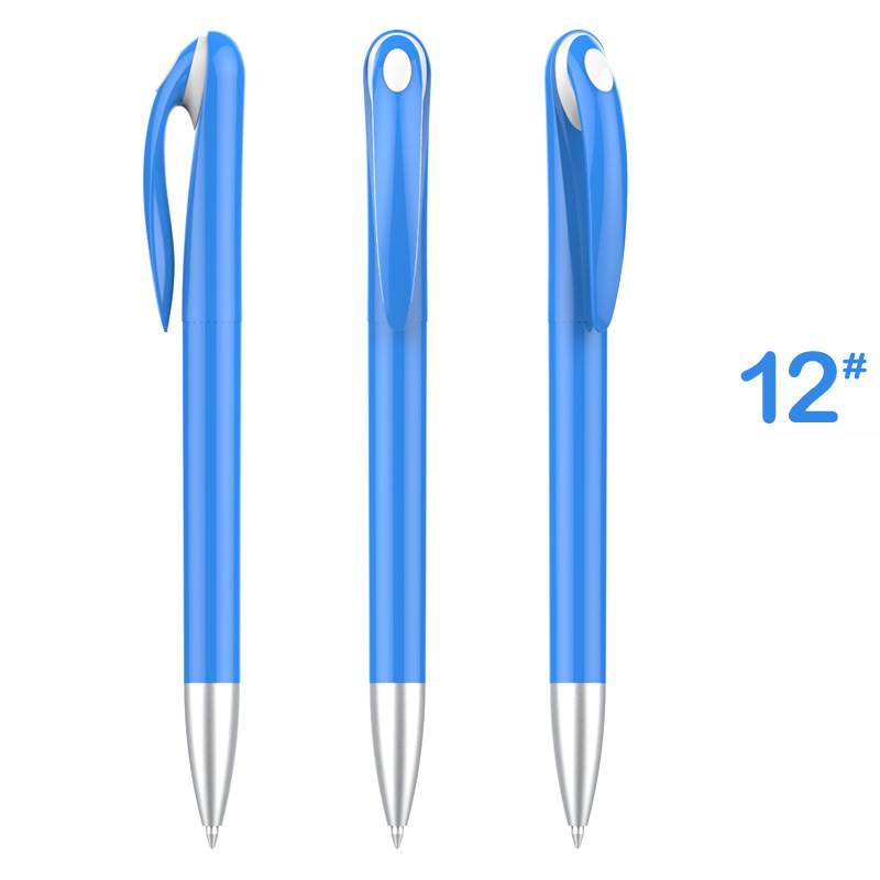 Stylish Advertising Plastic Pen - Blue Barrel with White Top