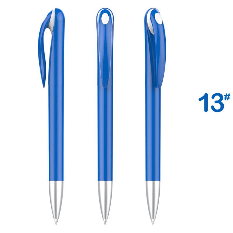 Stylish Advertising Plastic Pen - Dark Blue Barrel with White Top