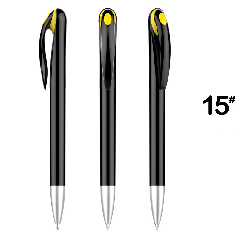 Stylish Advertising Plastic Pen - Black Barrel with Yellow Top