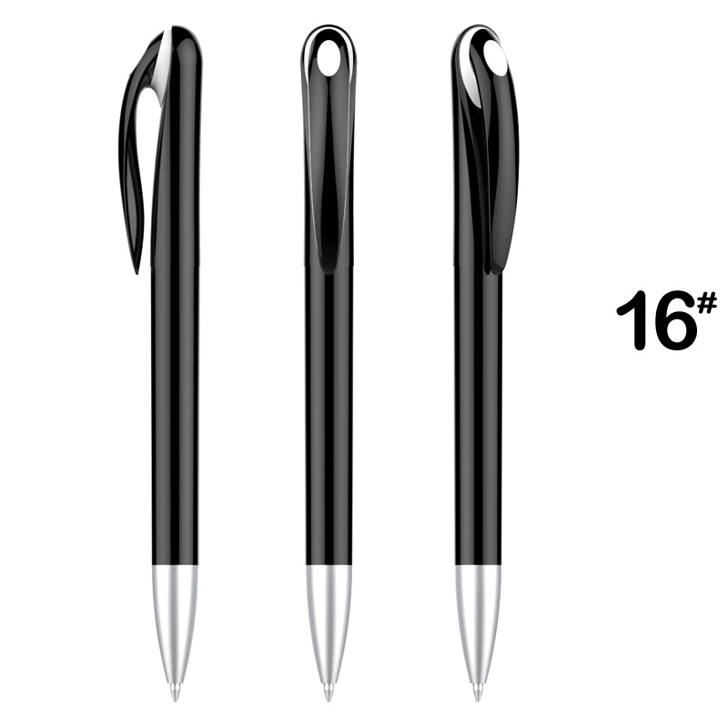 Stylish Advertising Plastic Pen - Black Barrel with White Top