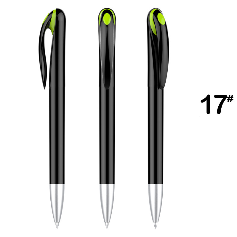 Stylish Advertising Plastic Pen - Black Barrel with Green Top