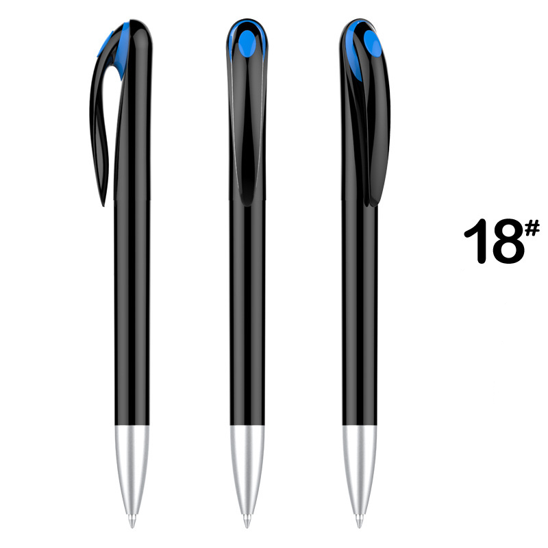 Stylish Advertising Plastic Pen - Black Barrel with Blue Top