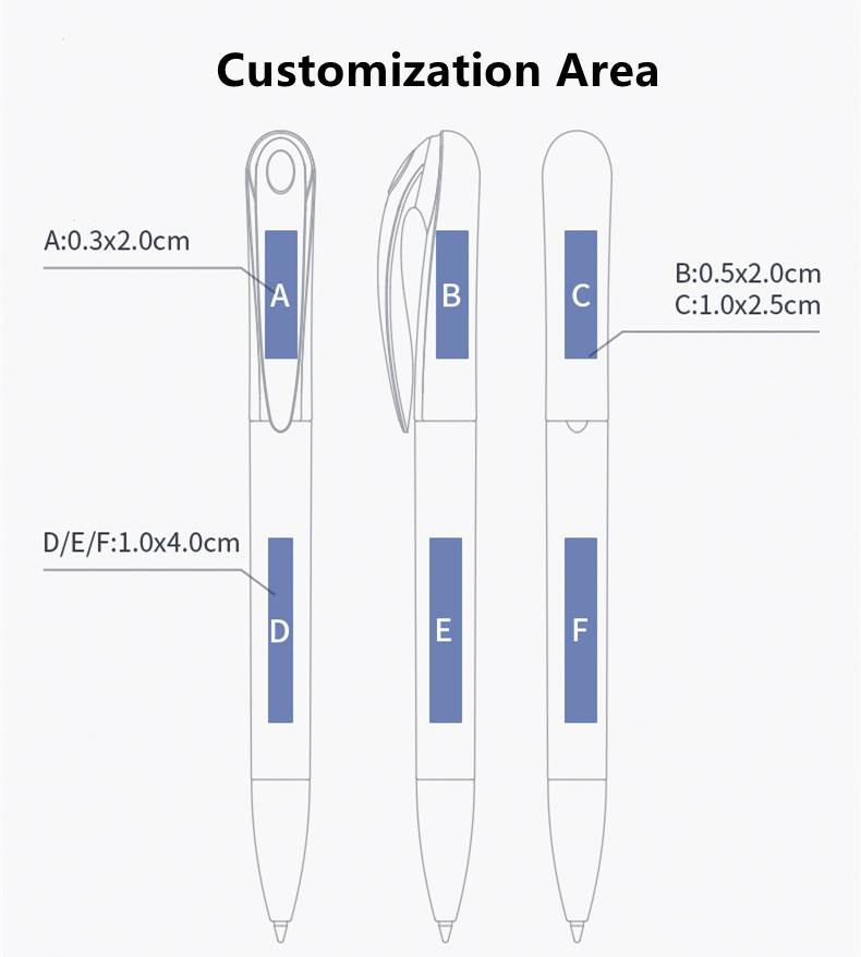 Stylish Advertising Plastic Pen - Customization Area