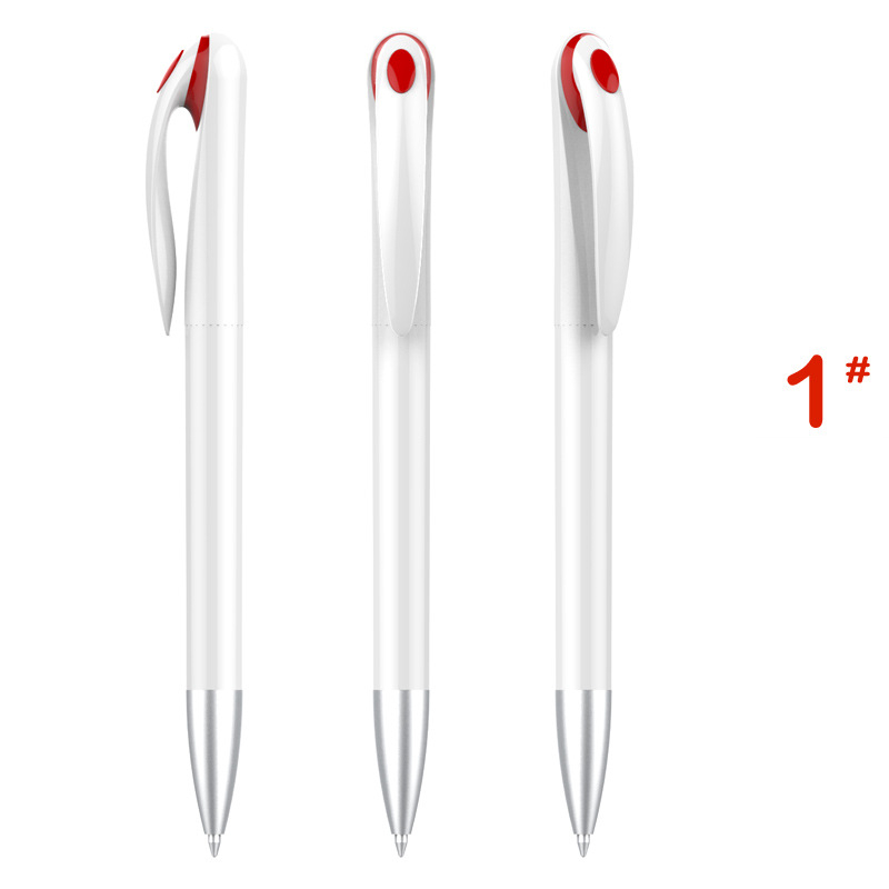 Stylish Advertising Plastic Pen - White Barrel with Red Top