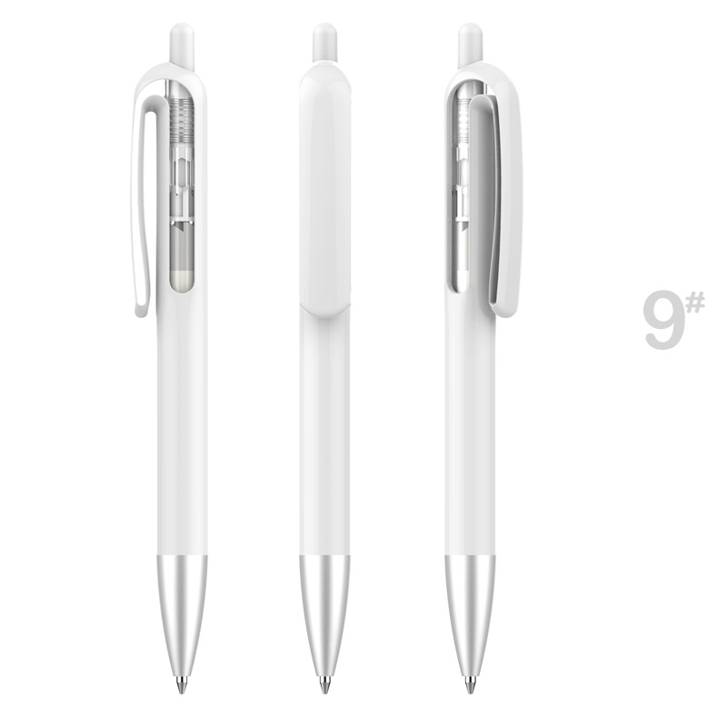 Retractable Window Vision Plastic Pen - White Barrel with White Window