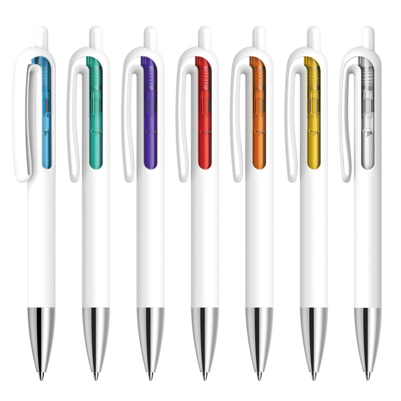 Retractable Window Vision Plastic Pen - White Pen Barrel